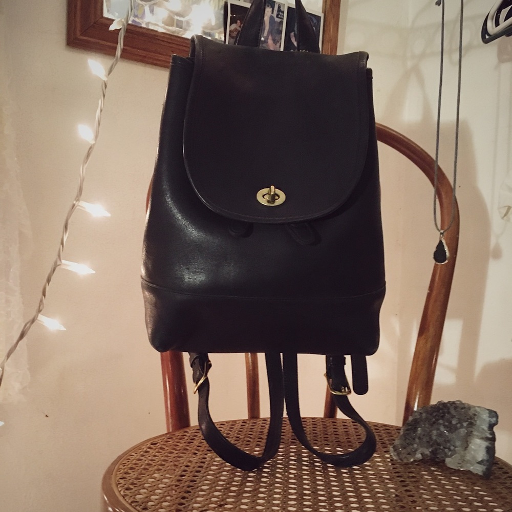 Black leather coach bag